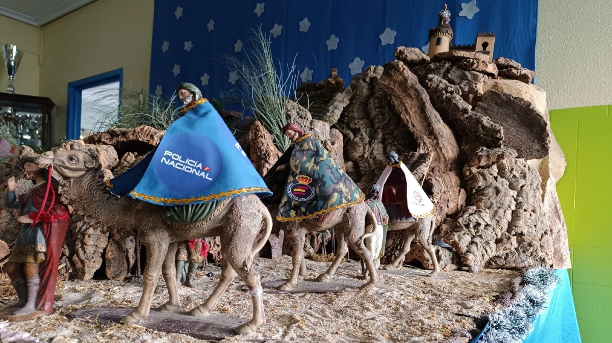 Detalle del belén del Ampa del Colegio de San José, de Cáceres, ganador de #YoPongoElBelén en 2024.