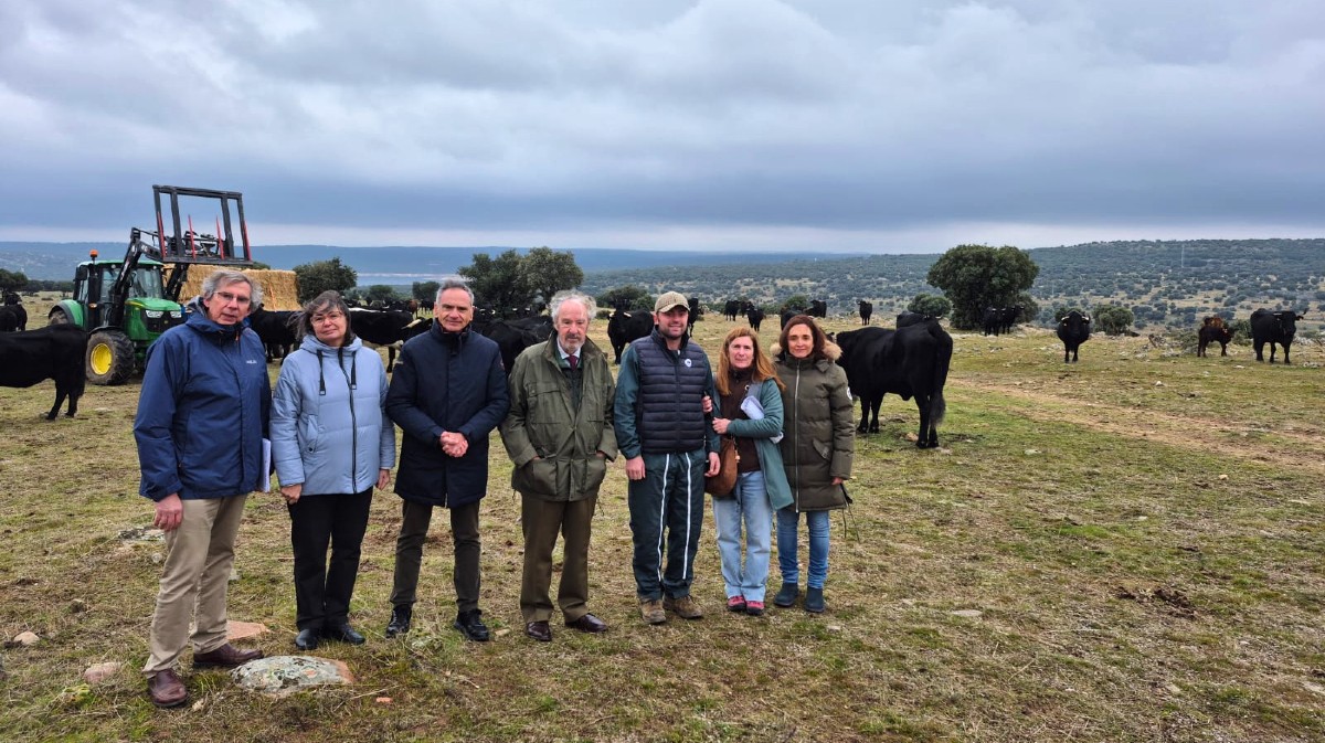 El director general de Producción Agrícola, Rubén Serrano, en una explotación de bovino de Cardeñosa.